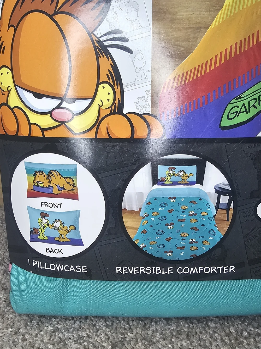 Garfield Reversible Comforter Set in Teal - 2 Piece Twin/Full